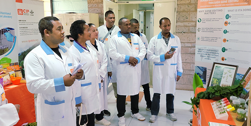 Delegates from Madagascar visiting IITA labs at ILRI in Kenya.